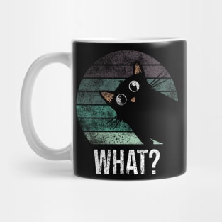 Cute and funny vintage suprised black cat what Mug